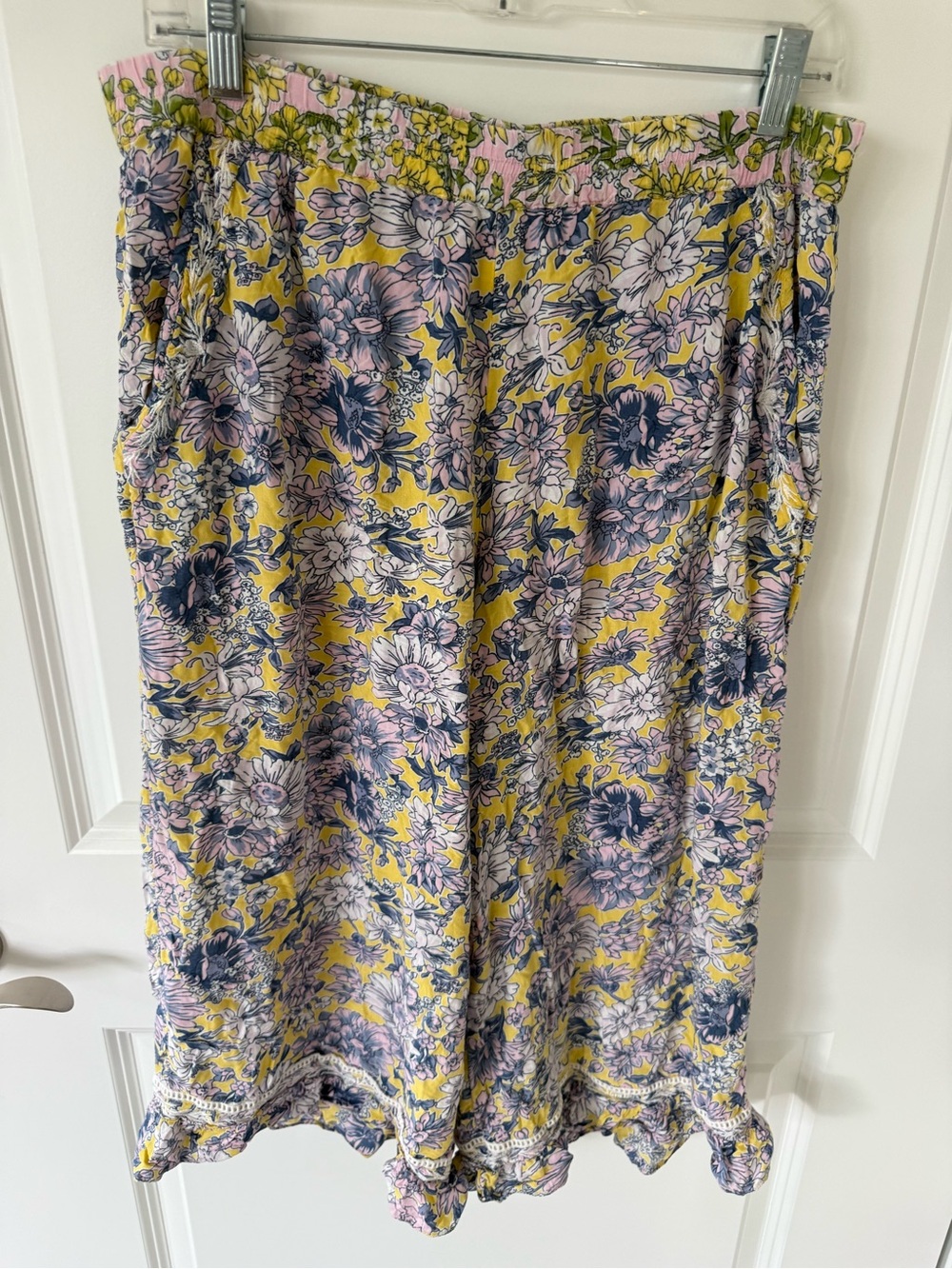 Anthropologie Floral Embroidered Pajama Pants